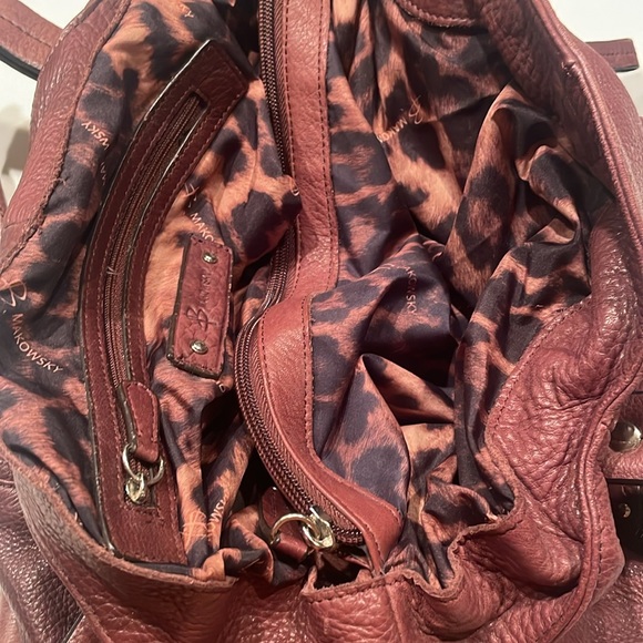 B Makowsky Brown Leather Boho Tote with handles - Picture 5 of 5